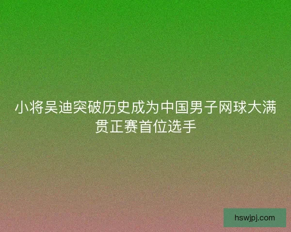 小将吴迪突破历史成为中国男子网球大满贯正赛首位选手