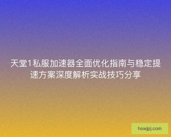 天堂1私服加速器全面优化指南与稳定提速方案深度解析实战技巧分享
